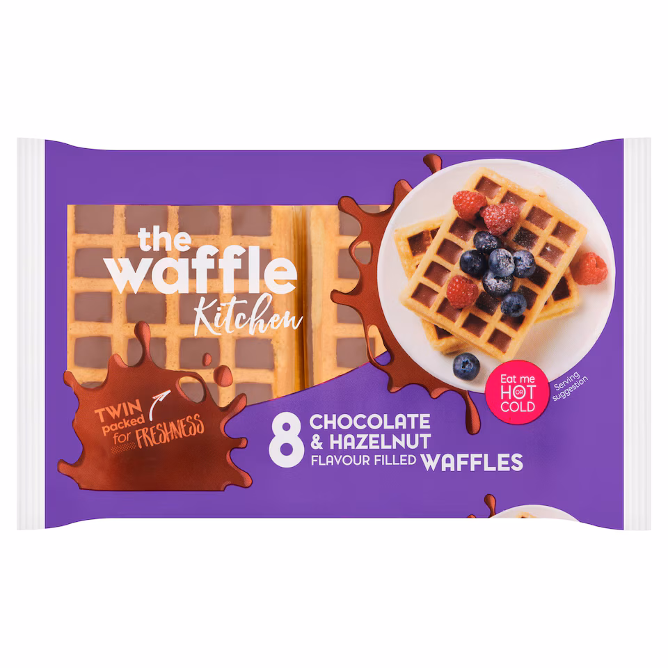 The Waffle Kitchen Chocolate & Hazelnut Flavour Filled Toasting Waffles 272g