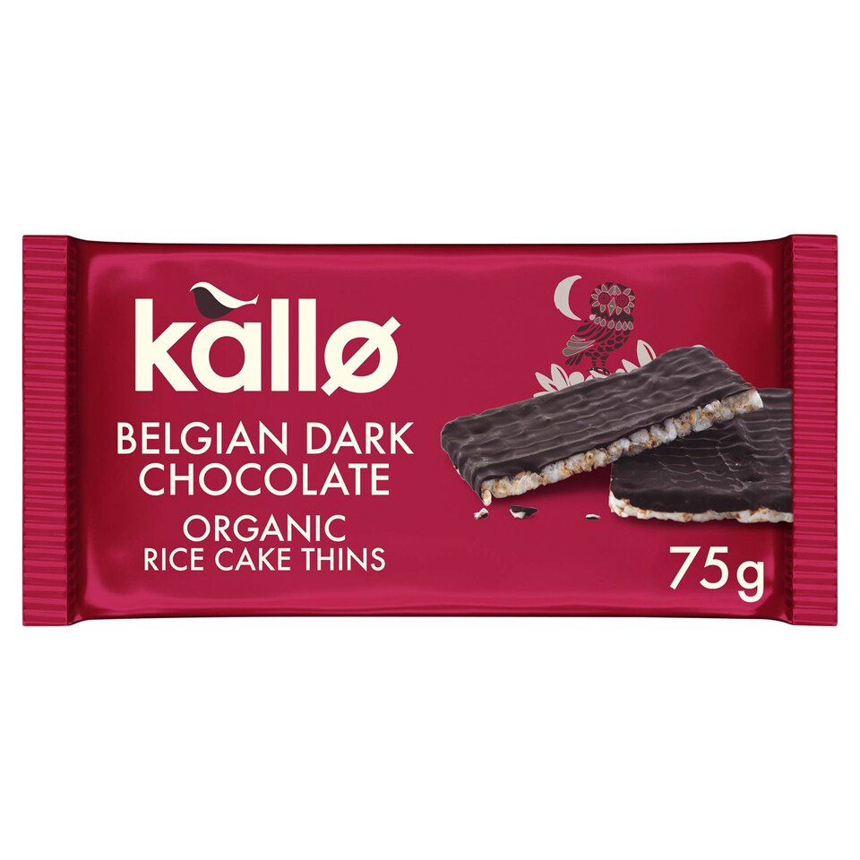 Kallo Organic Belgian Dark Chocolate Rice Cake Thins 75g