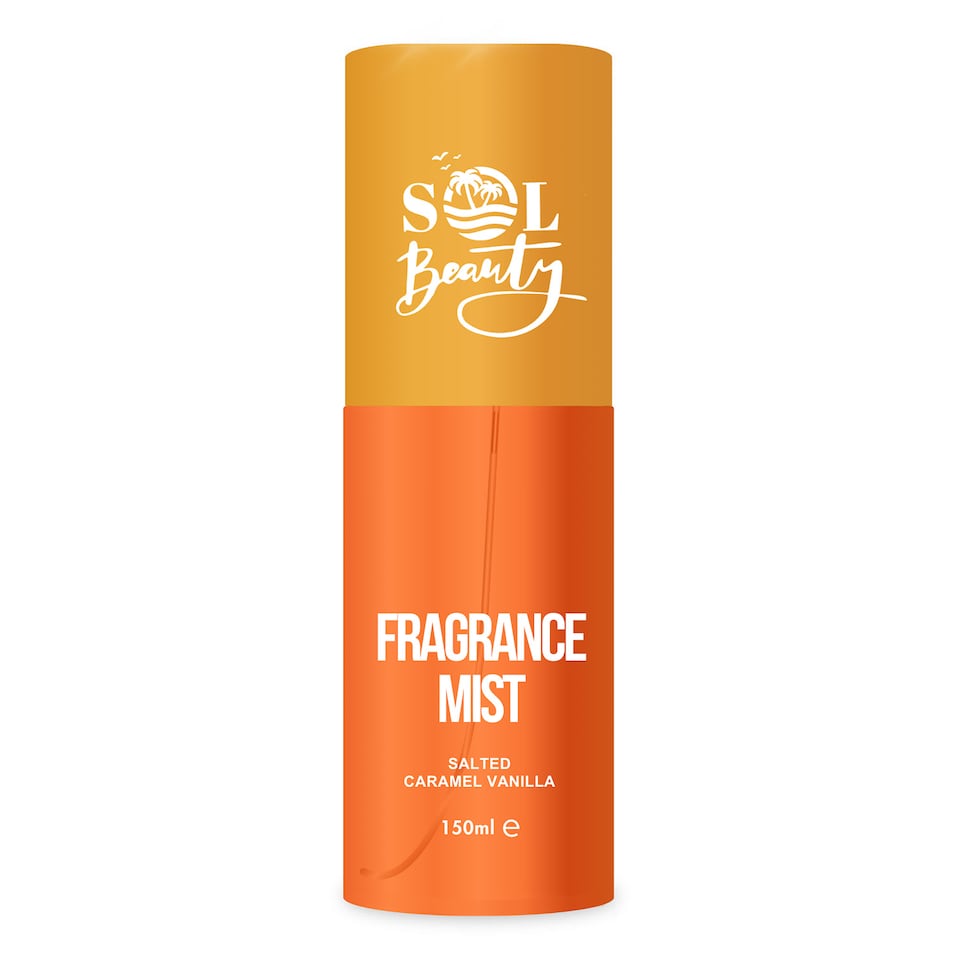 Sol Beauty Body Spray Salted Caramel Vanilla Fragrance, Vegan Friendly Body Mist Helps Skin Stay Hydrated and Refreshed, All Over Body Mist 150ml