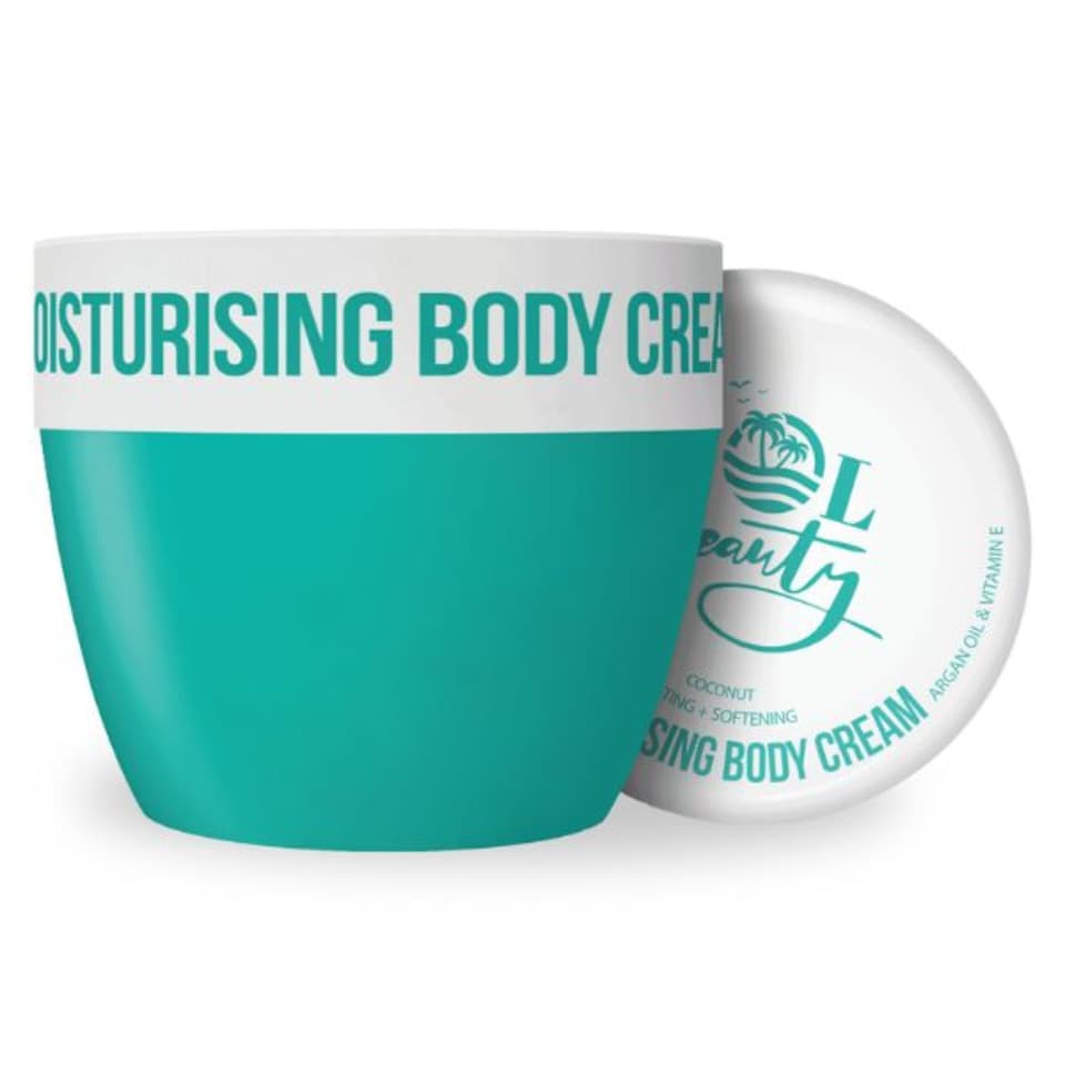 Sol Beauty Coconut Moisturising Body Cream with Coconut Oil, Argan Oil & Vitamin E, Hydrating and Softening Vegan Friendly Body Cream 220ml