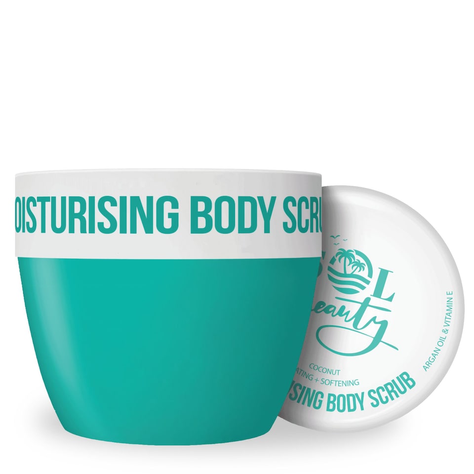 Sol Beauty Body Scrub, Coconut Hydrating and Softening Sugar Scrub with Coconut Oil, Argan Oil & Vitamin E, Moisturising Vegan Friendly Exfoliating Body Scrub 300g