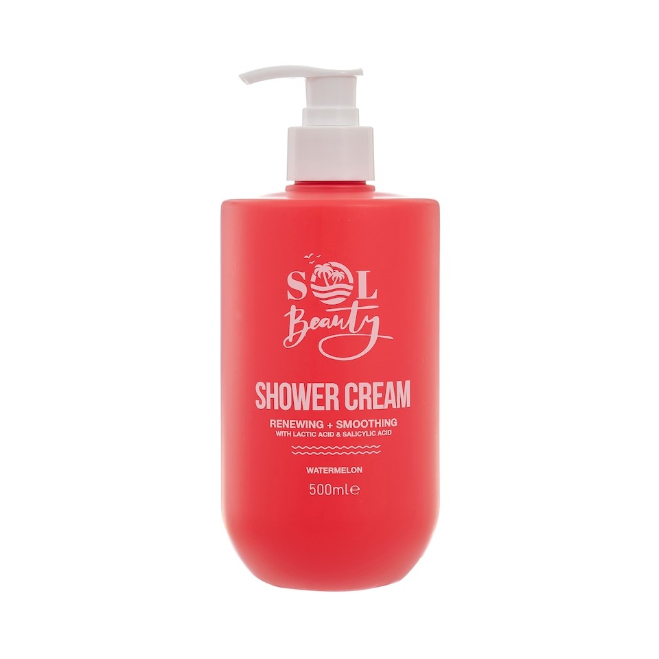 Sol Beauty Shower Cream Watermelon Scent, Renewing and Smoothing Vegan Friendly and Cruelty Free Shower Gel, 500ml