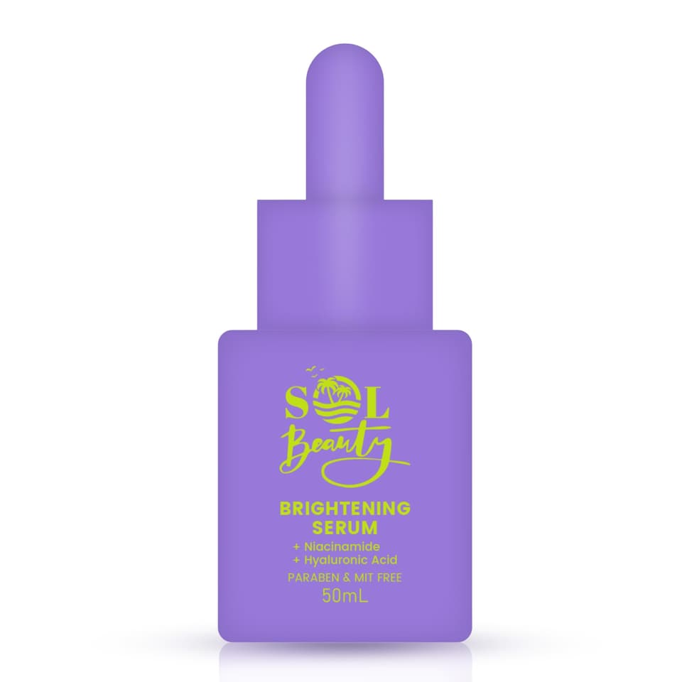 Sol Beauty Brightening Face Serum, 50ml Lightweight Daily Facial Serum For Smooth Texture, Easy Morning And Evening Routine Compact Travel Friendly For Your Skin