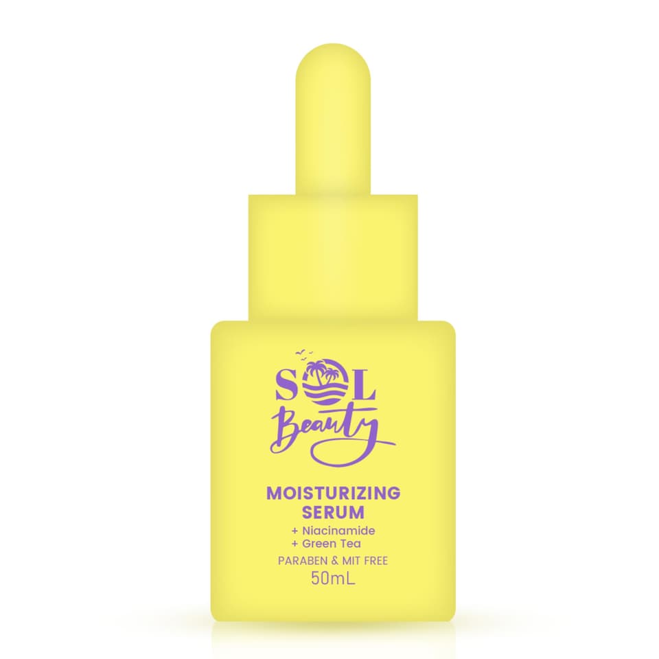 SOL Beauty Moisturising Serum Face Hydrating Facial Faily Antioxidant Niacinamide Green Tea Lightweight layering Skin Hydration Facial Moisturiser - 50ml