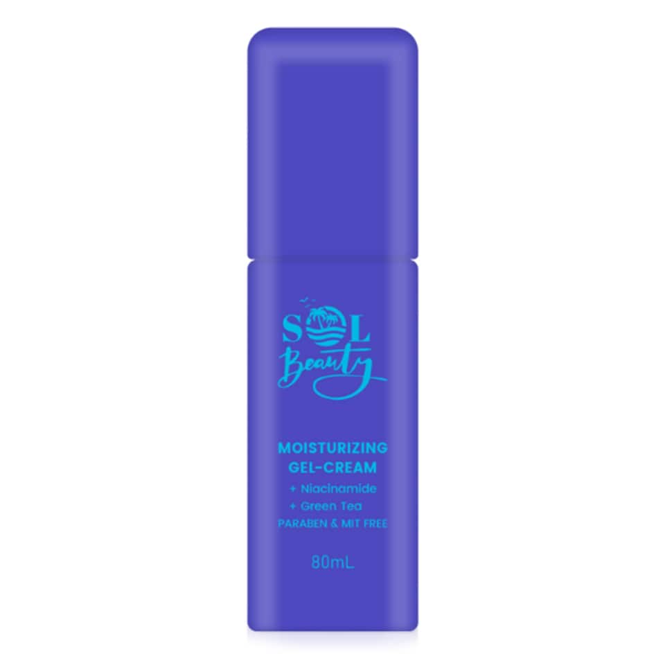 Sol Beauty Moisturising Gel Face Cream, 80ml Lightweight Daily Facial Moisturiser, Antioxidant Soothing & Quick Absorbing Layering Skin Hydration, Travel Size Face Cream