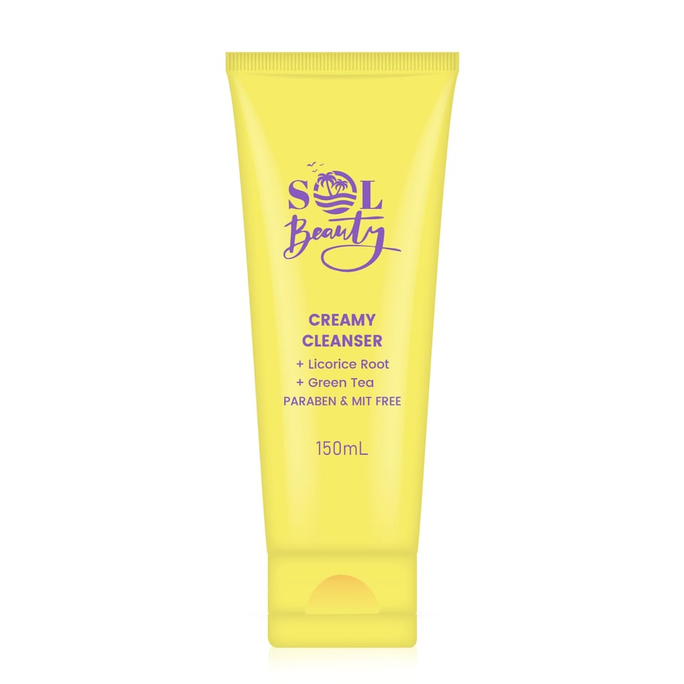 Sol Beauty Creamy Face Cleanser, Gentle Face Wash, Hydrating Facial Cleanser, Deep-Cleansing Treatment with Hyaluronic Acid & Niacinamide for Radiant, Healthy-Looking Skin, 150ml