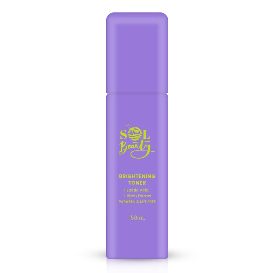 Sol Beauty Brightening Face Toner Daily Hydrating Facial Toner, Brightening Facial Essence, Exfoliating Face Liquid with Lactic Acid Birch Sap and Hyaluronic Acid for Glowing Skin - 150ml