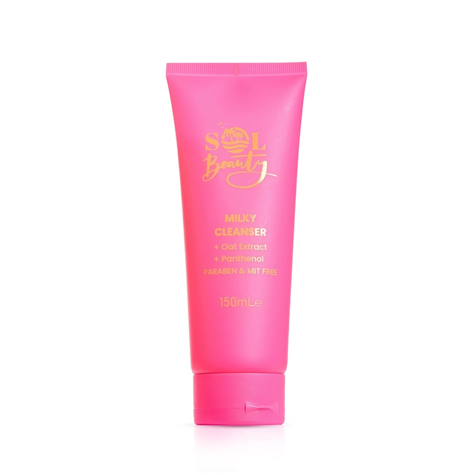 Sol Beauty Milky Face Cleanser - 150ml Gentle Face Wash, Hydrating Facial Cleanser, Oat Extract Face Cleanser with Niacinamide and Hyaluronic Acid for Dry & Sensitive Skin