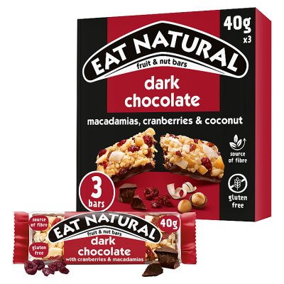 Eat Natural Dark Chocolate Cranberries & Macadamias Multipack 3 Bars