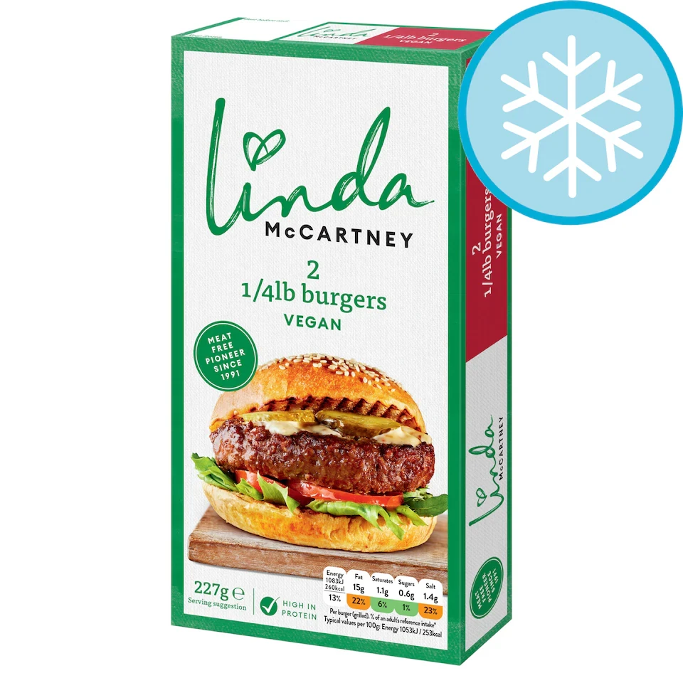 Linda McCartney's 2 Vegetarian 1/4 lb Burgers 227g