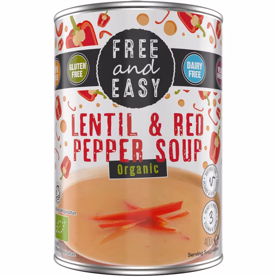 Organic Lentil & Red Pepper Soup 400g (Free & Easy) | Multi