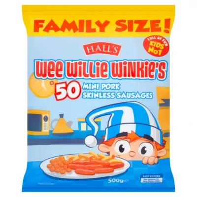 Halls Wee Willie Winkie's 50 Mini Pork Skinless Sausages 500g