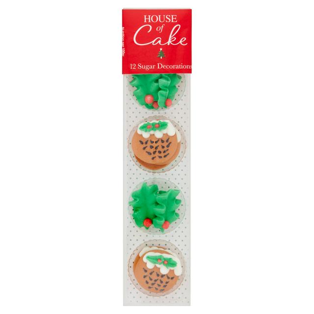 House of Cake Holly Christmas Sugar Decorations x12