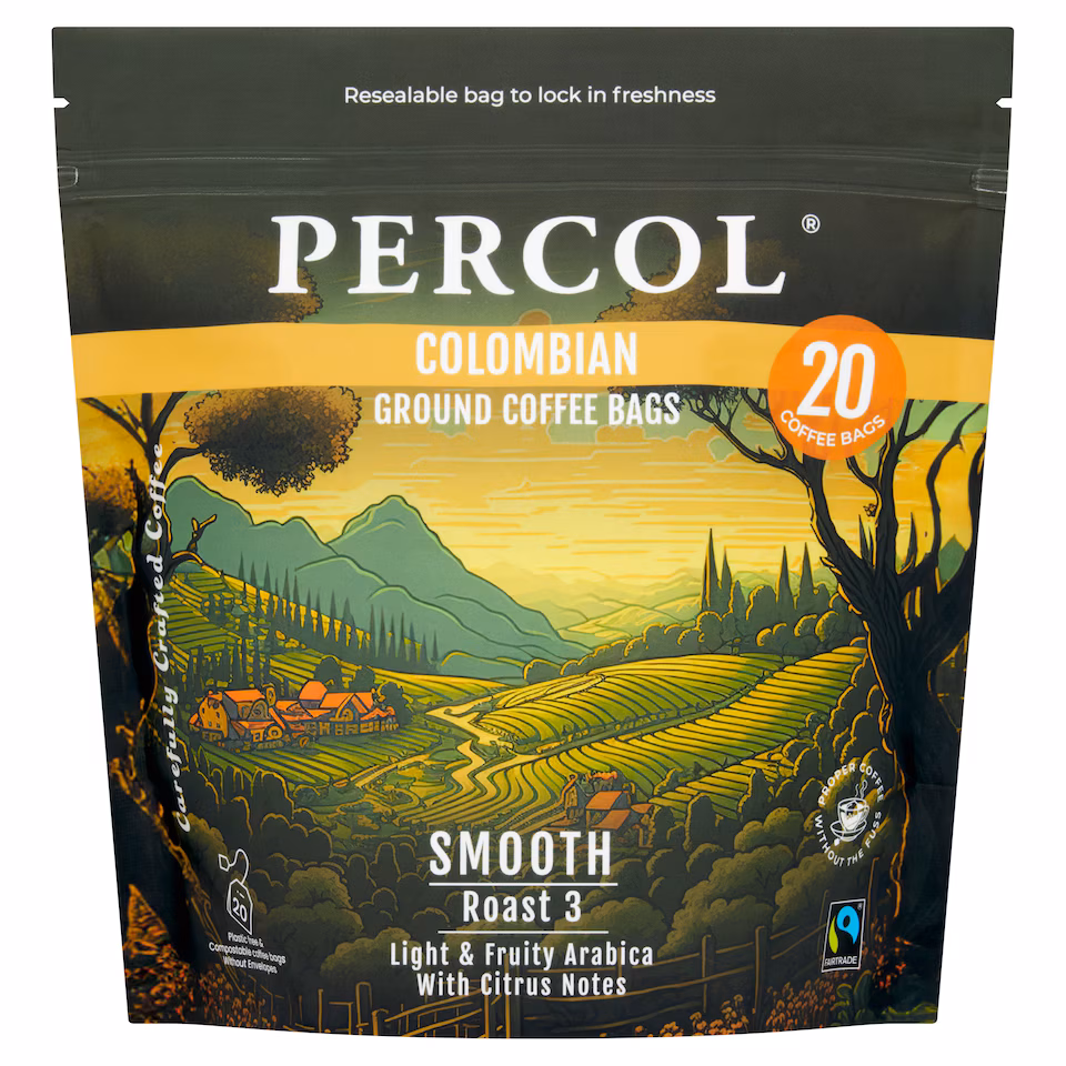 Percol Colombian Coffee Bags 20 Pack 160G