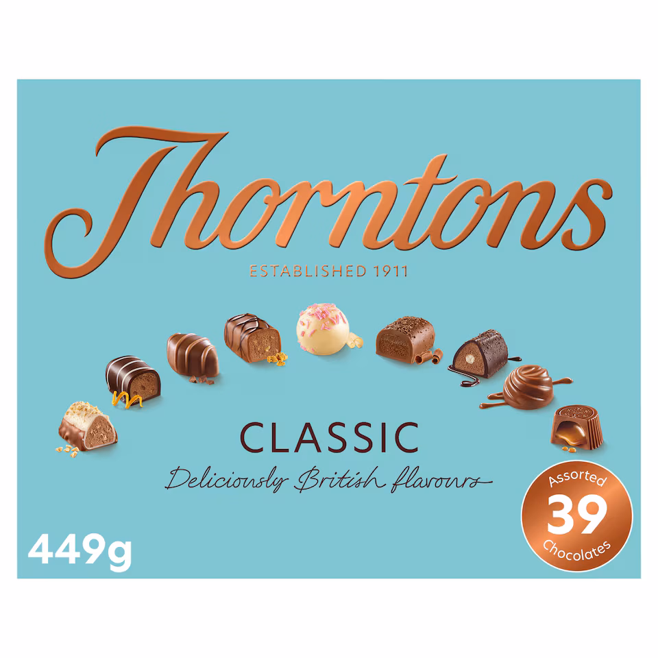Thorntons Classic Collection Of Milk, Dark & White Chocolate 449G