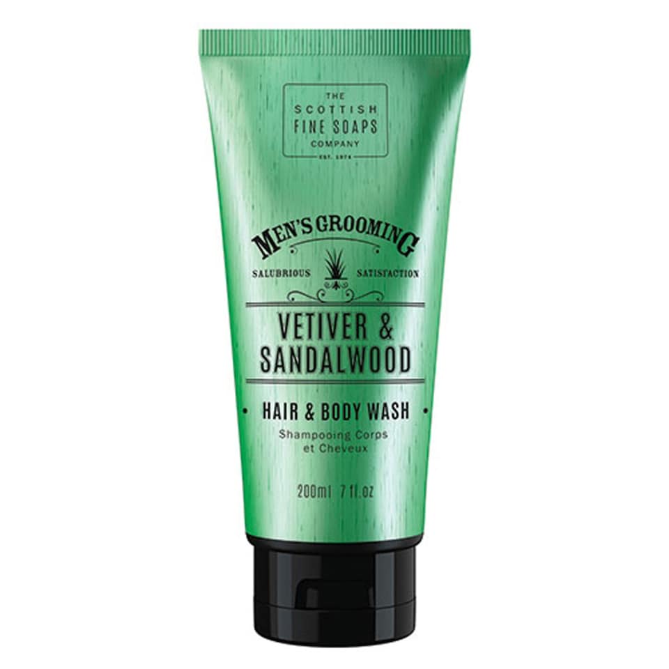 Scottish Fine Soaps Men's Grooming Vetiver And Sandalwood Hair And Body Wash 200ml