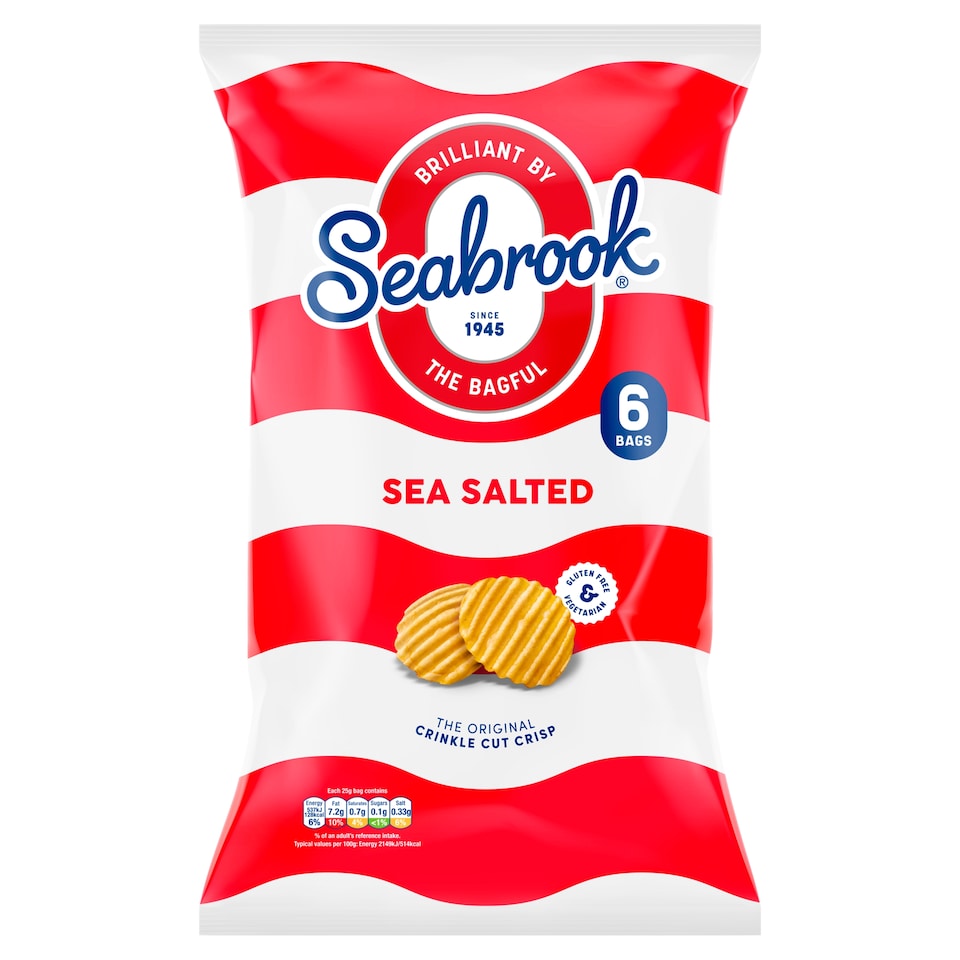 Seabrook Sea Salted Potato Crisps 6 X 25G