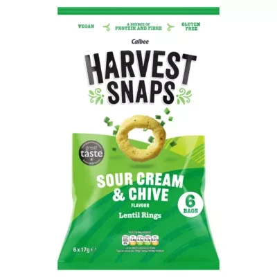 Harvest Snaps Sour Cream & Chive Flavour Lentil Rings 6 x 17g