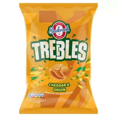 Seabrook Trebles Cheddar & Onion Flavour Crunchy Snacks 120g