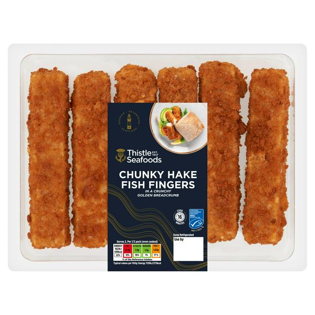 Thislte Seafoods 330g Crunchy Golden Breadcrumb Chunky Hake Fish Fingers