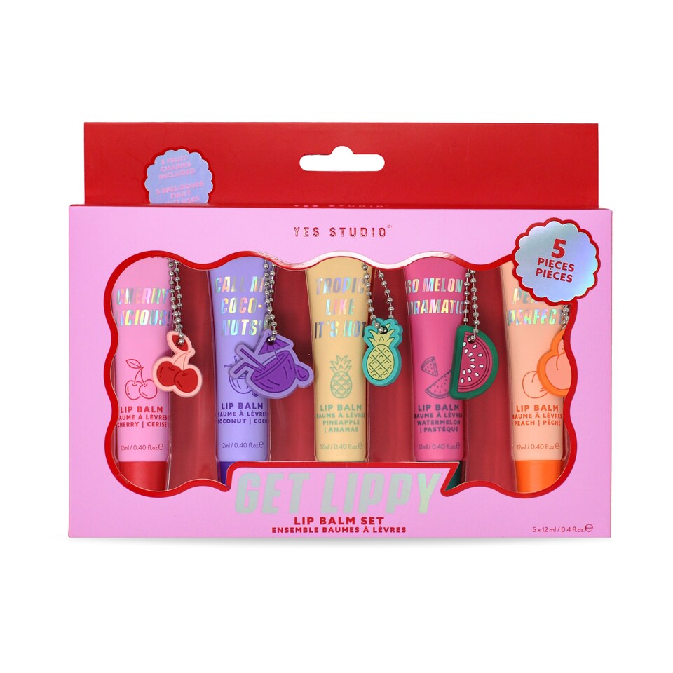 Yes Studio Get Lippy Fruity Lip Balm & Charm Gift Set 5pcs