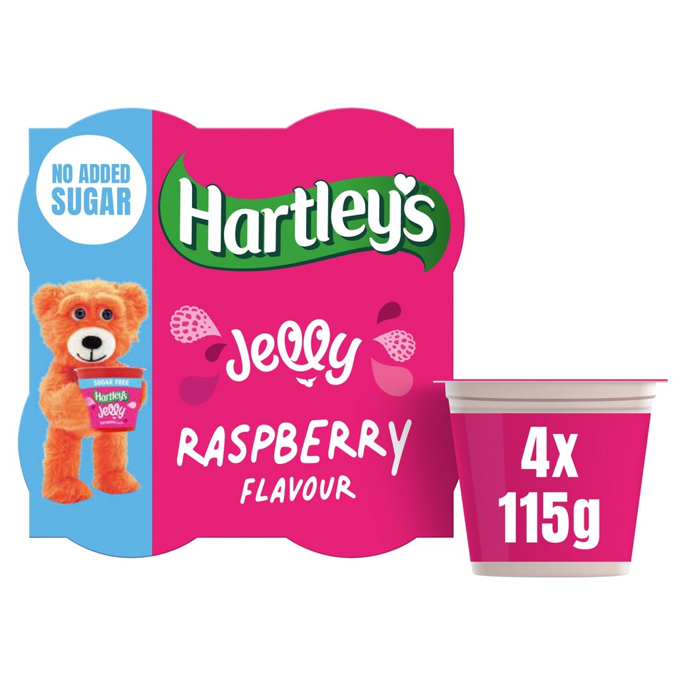 Hartley's No Added Sugar Jelly - Raspberry Flavour 4x115g