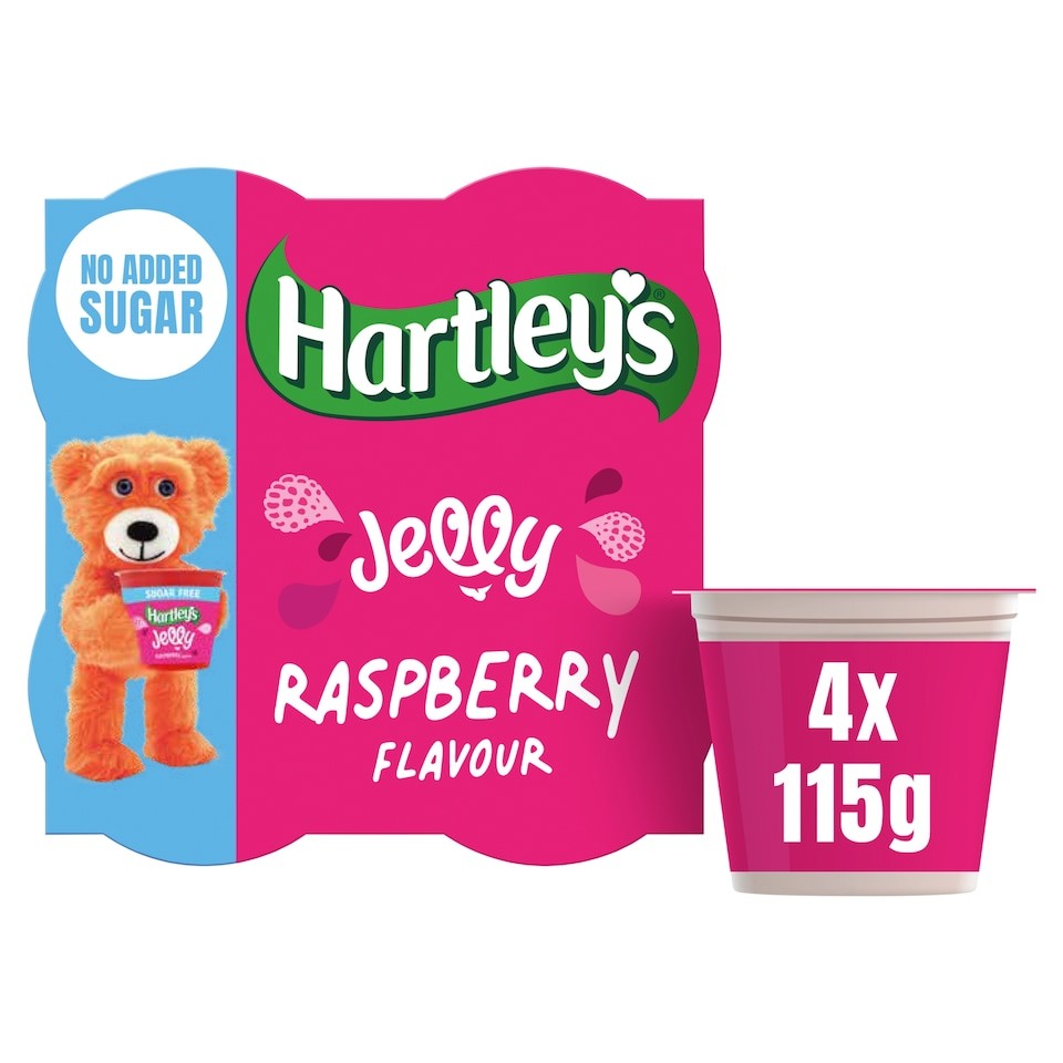 Hartley's No Added Sugar Jelly - Raspberry Flavour 4x115g