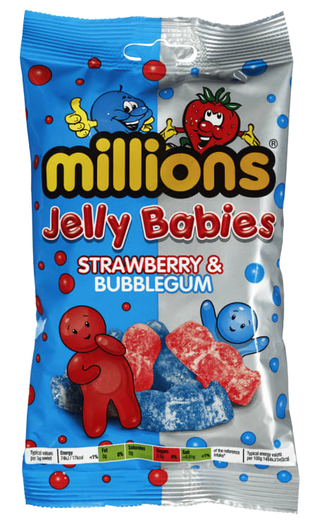 Millions Jelly Babies Strawberry&Bubblegum 190g