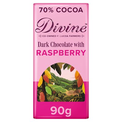 Divine Fairtrade 70% Dark Chocolate with Raspberries