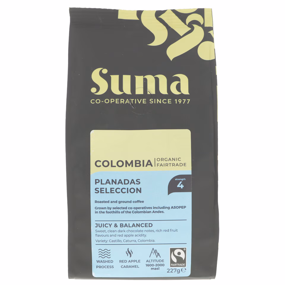 Suma Organic - Colombia Ground Coffee - 6 x 227g - 6 Pack