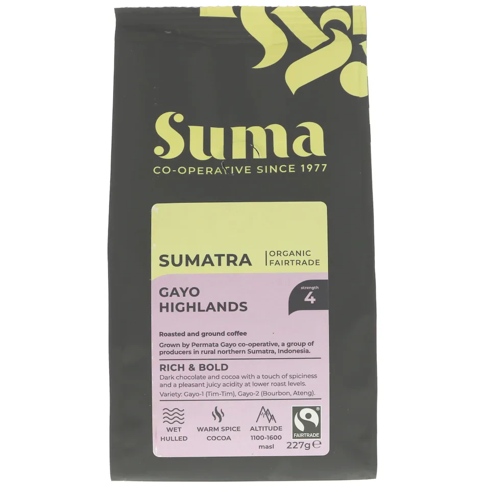 Suma Organic - Sumatra Ground Coffee - 6 x 227g - 6 Pack