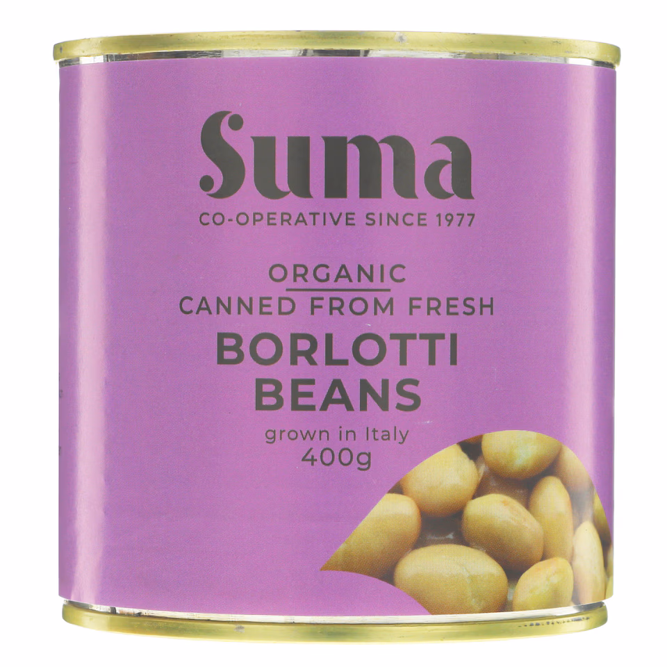 Suma Organic - Fresh Borlotti Beans - Organic - 12 x 400g - 12 Pack