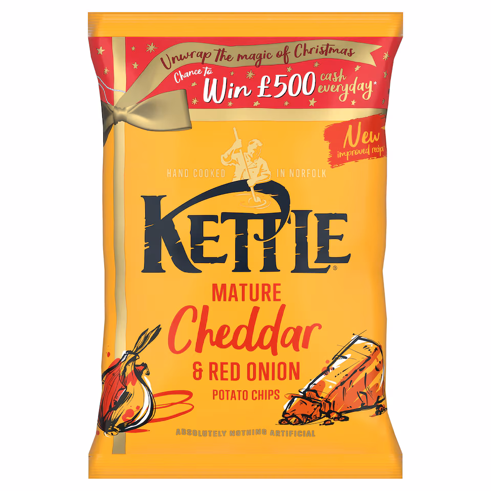 Kettle Mature Cheddar & Red Onion Potato Chips 130g