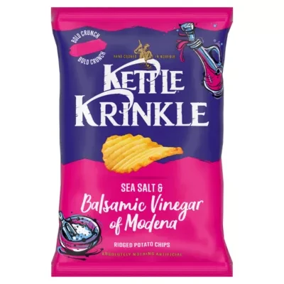Kettle Krinkle Sea Salt & Balsamic Vinegar of Modena Ridged Potato Chips 130g