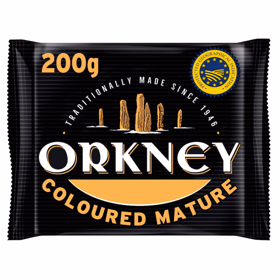 Orkney Coloured0 Mature Scottish Island Cheddar Cheese 200g