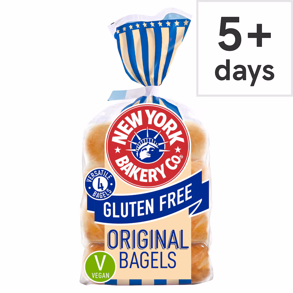 New York Bakery Co. Gluten Free Plain Bagels 4 Pack