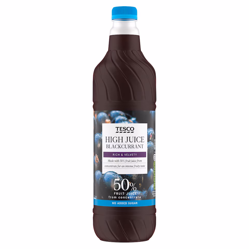 Tesco No Added Sugar High Juice Blackcurrant 1L