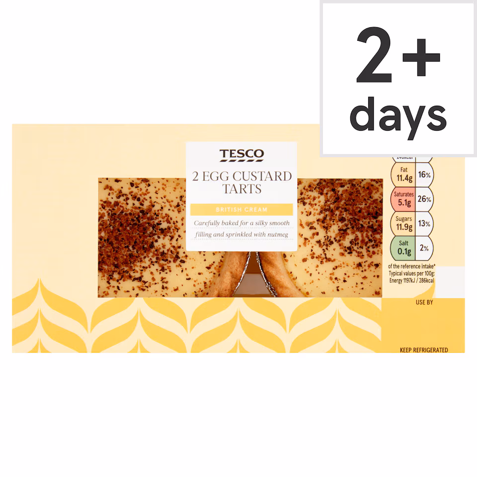 Tesco Egg Custard Tarts 2 Pack