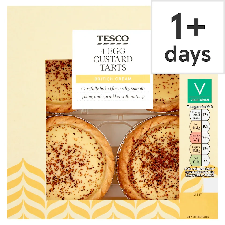 Tesco Egg Custard Tarts 4 Pack