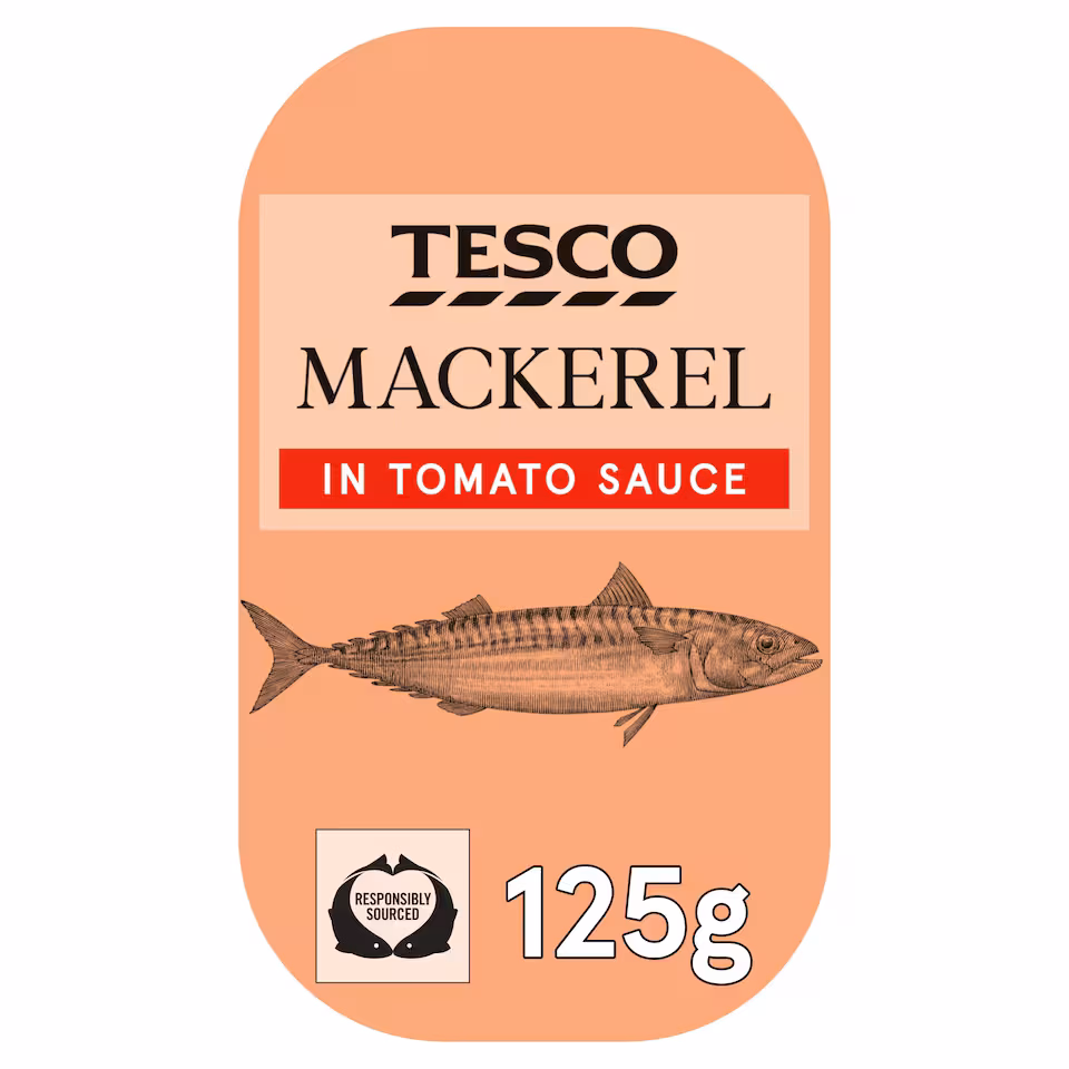 Tesco Skinless Boneless Scottish Mackerel In Tomato Sauce 125G