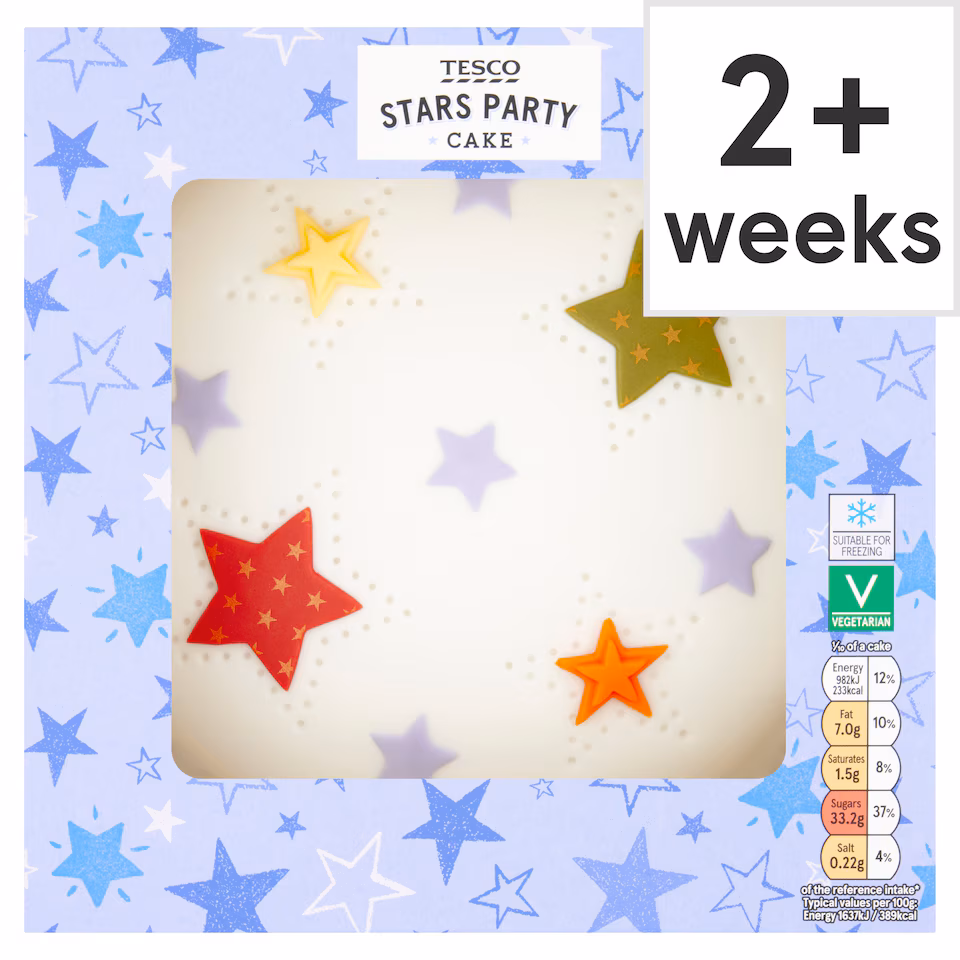 Tesco Stars Party Cake - Buttercream and Raspberry Jam