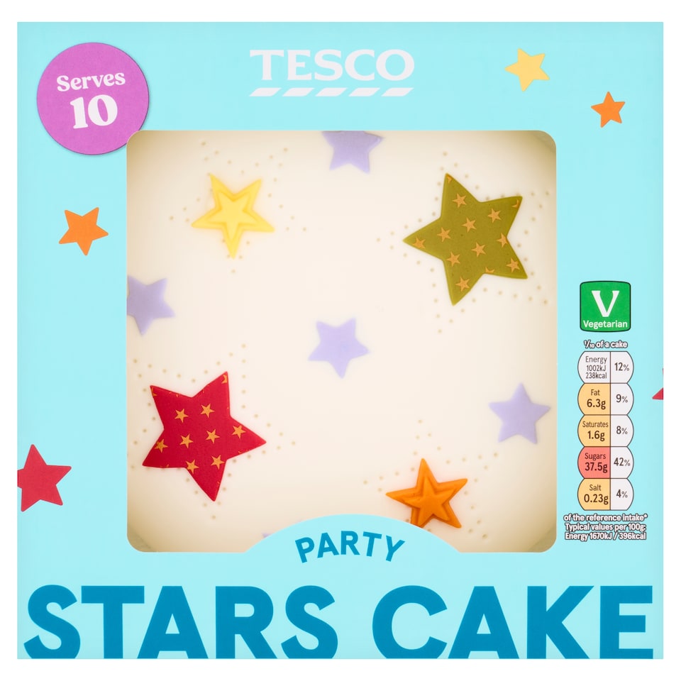 Tesco Stars Party Cake - Buttercream and Raspberry Jam