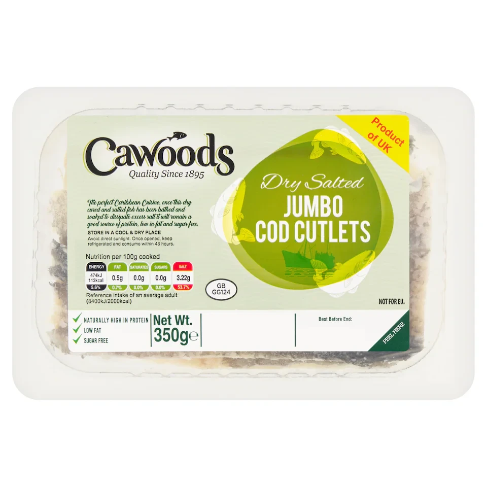 Cawoods Dry Salted Jumbo Cod Cutlets 350g