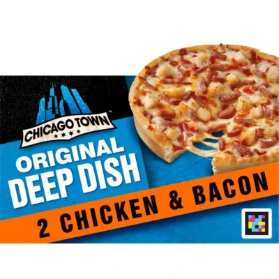 Chicago Town 2 Deep Dish Chicken & Bacon Club Mini Pizzas 2 x 156g