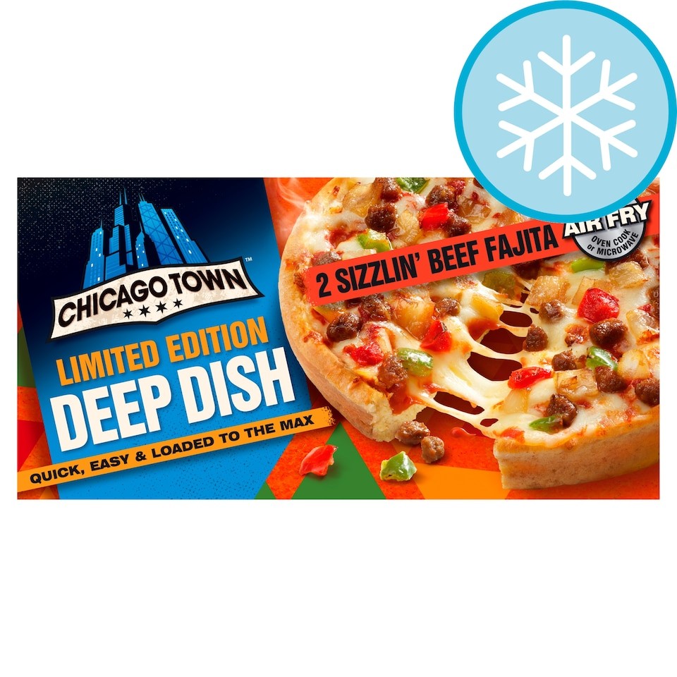 Chicago Town Limited Edition Deep Dish Mexican Beef Fajita Pizzas 2 x 165g