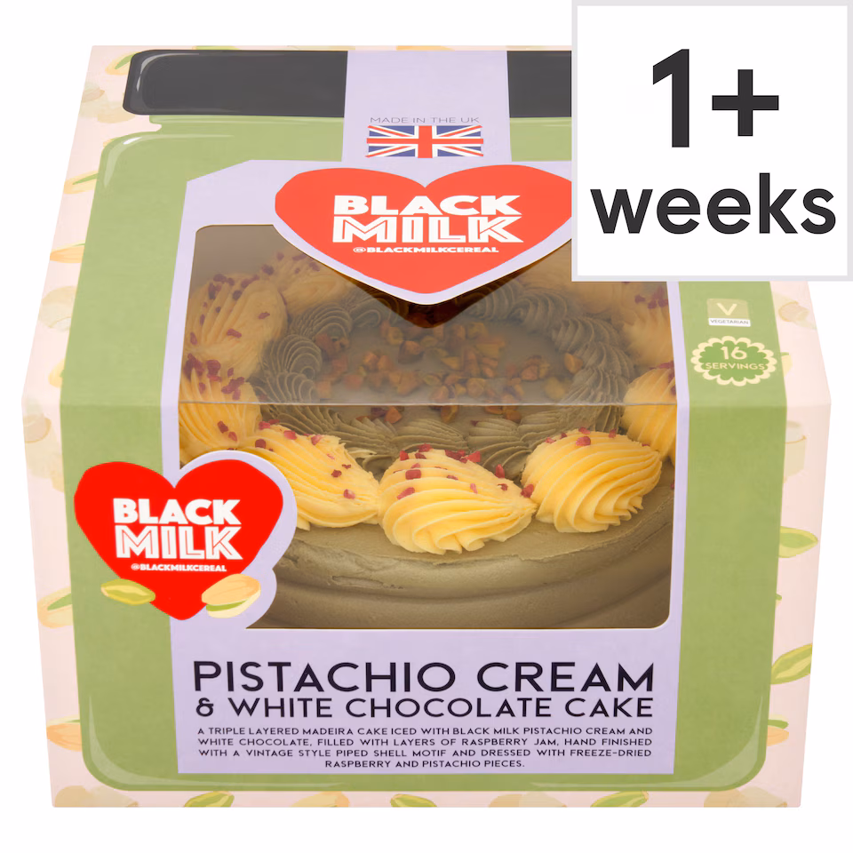 Black Milk Pistachio Cream & White Chocolate Cake