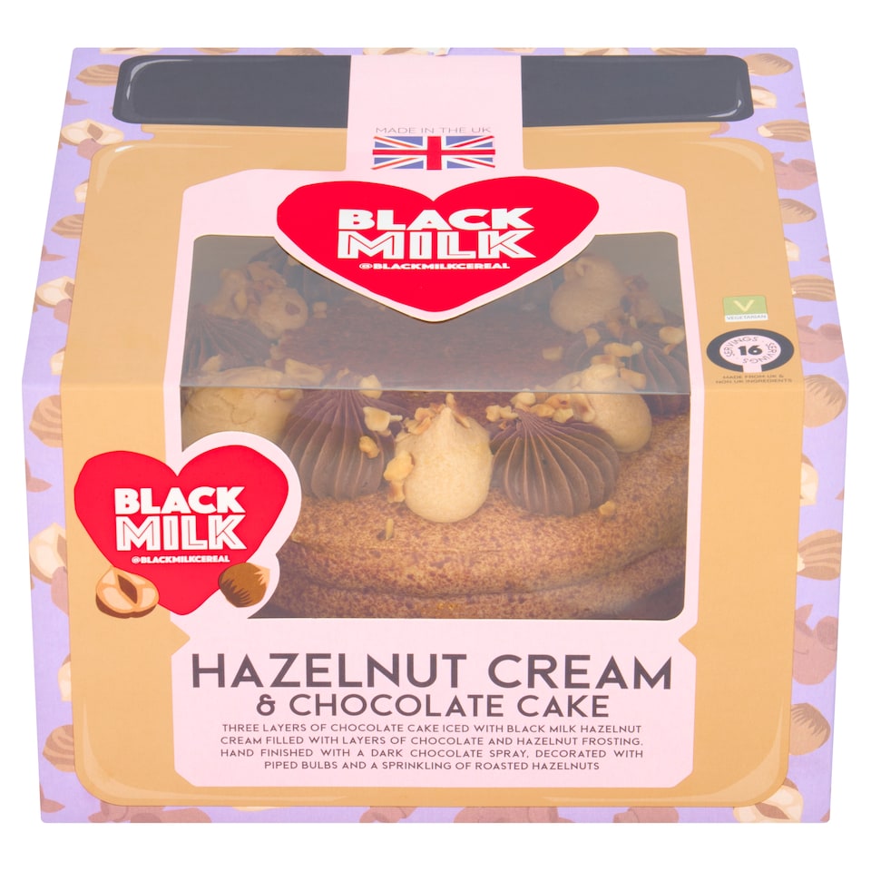 Black Milk Chocolate & Hazelnut Cream Cake