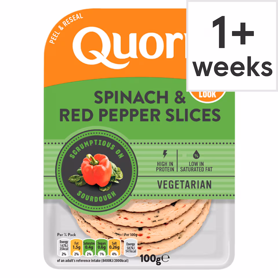 Quorn Spinach And Red Pepper Slices 100G