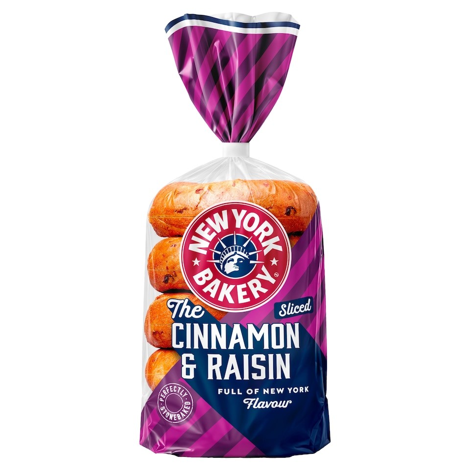 New York Bakery Co Cinnamon & Raisin Bagels 5 Pack