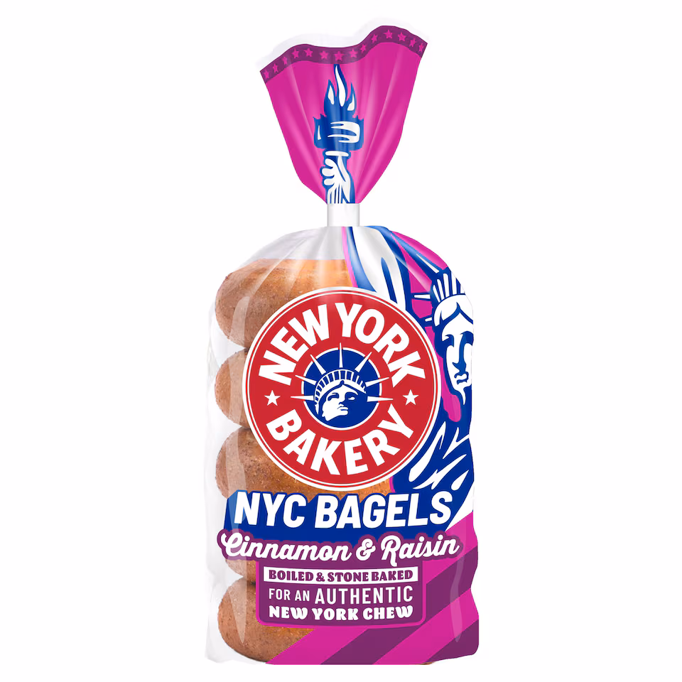 New York Bakery Co Cinnamon & Raisin Bagels 5 Pack